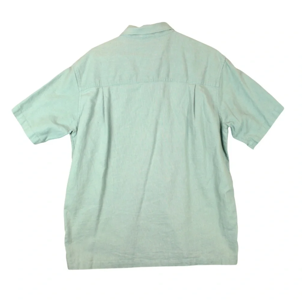 REI Short Sleeve Button Shirt Mens Large Green Front Pocket Outdoors Hemp Blend - Picture 2 of 11